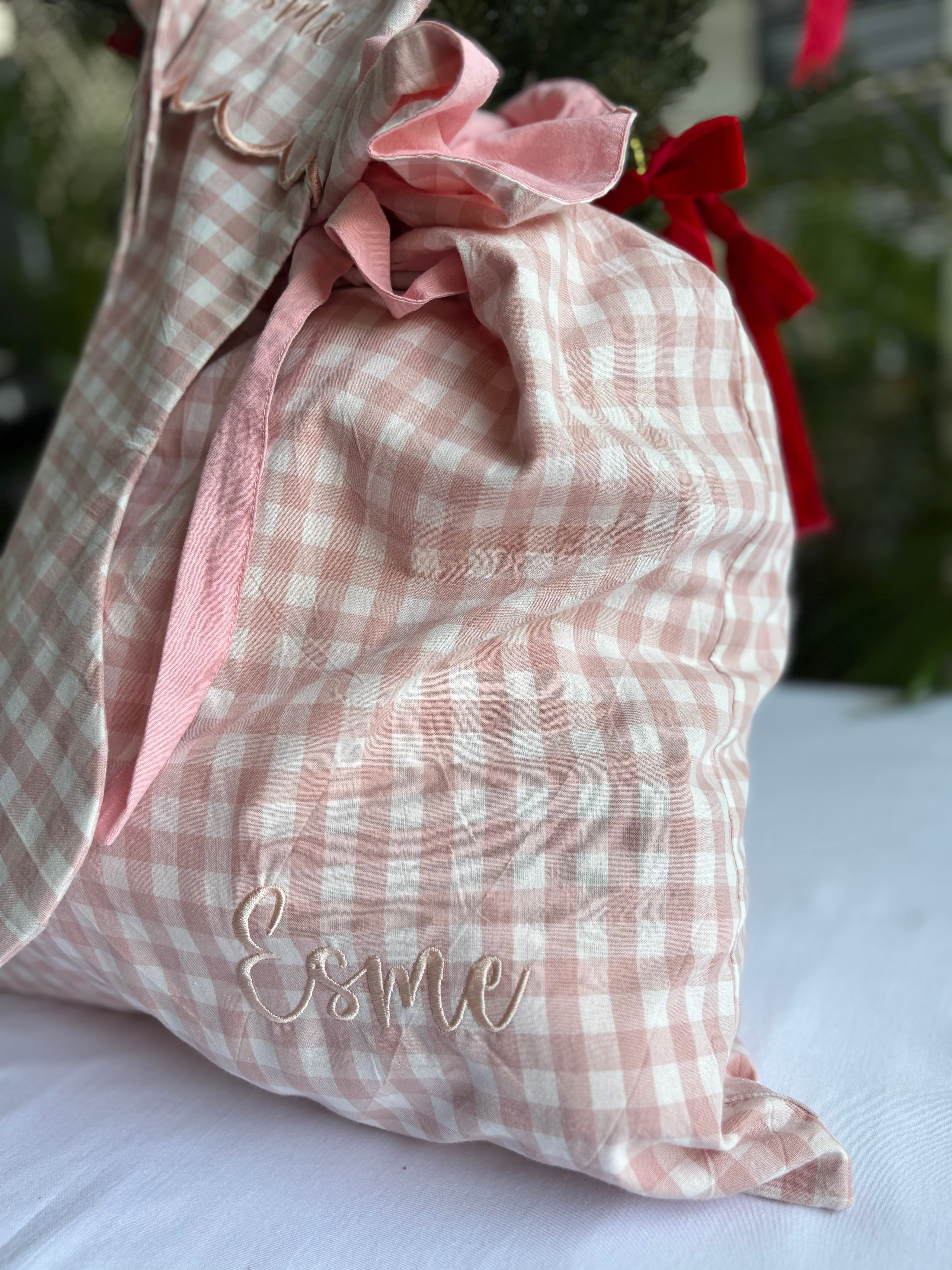 Gingham Christmas Gift Sacks