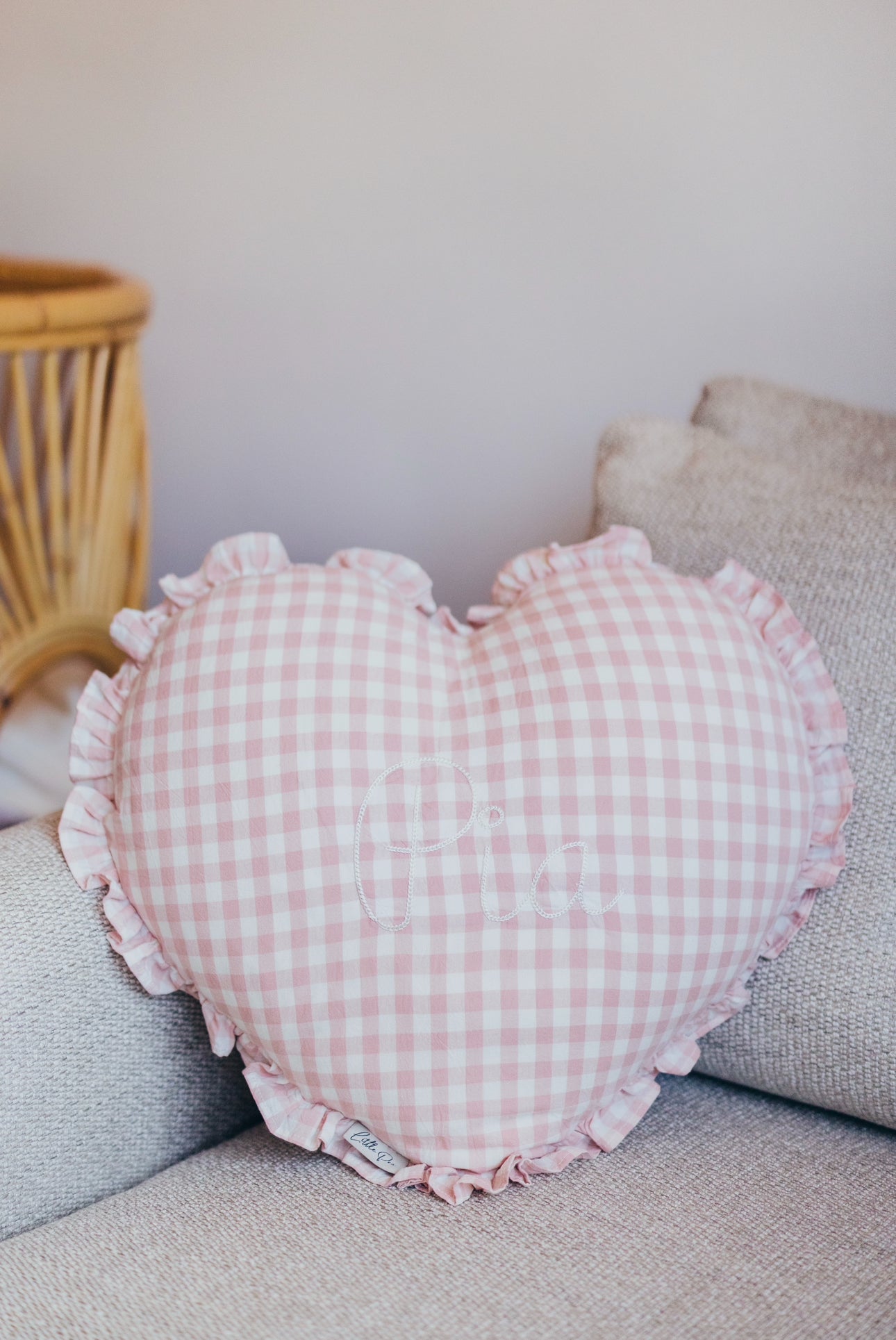 Gingham Heart Pillow
