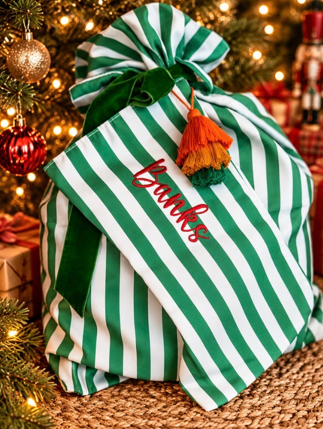 Striped Christmas Sack & Stocking Set