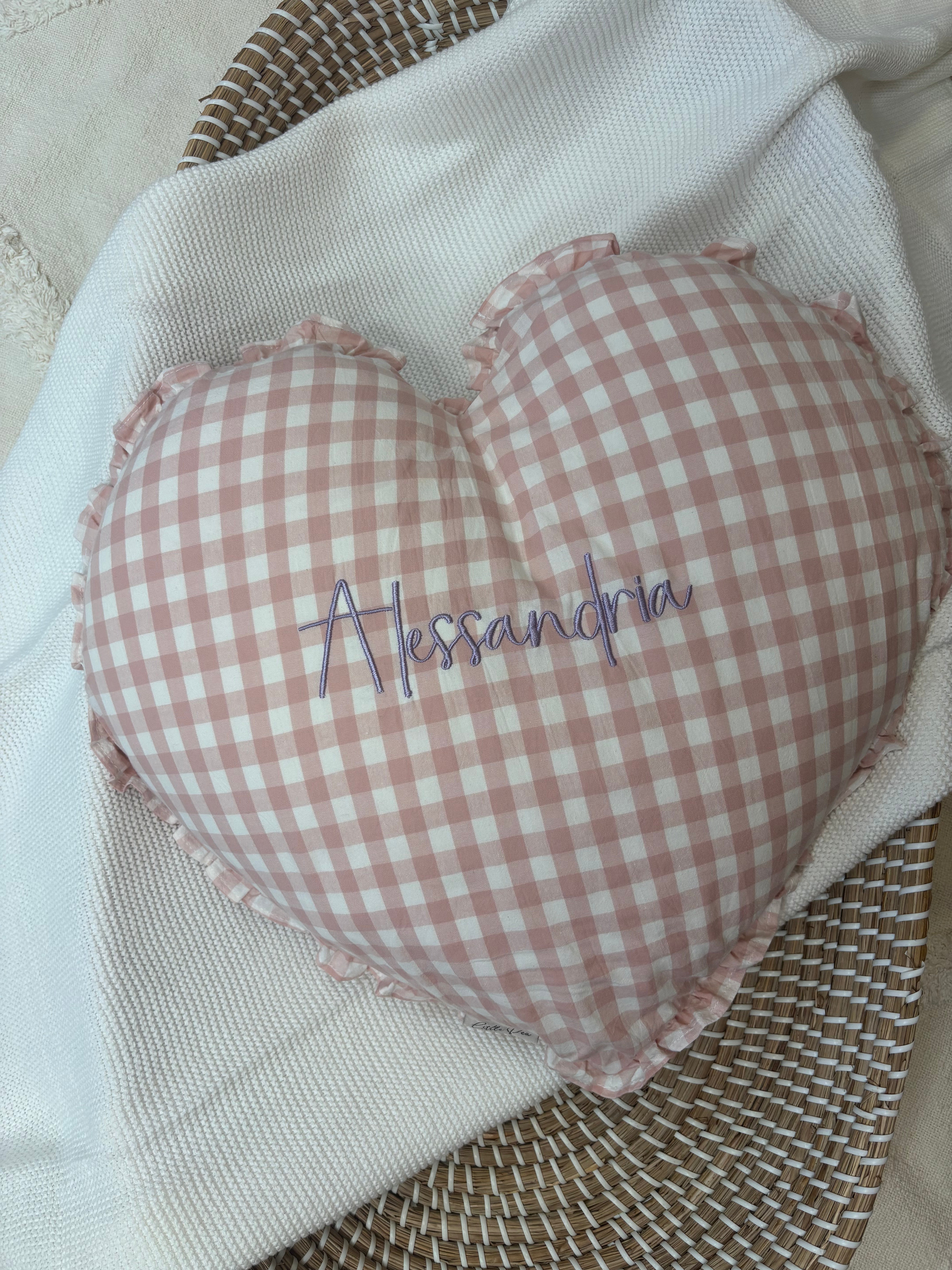 Gingham Heart Pillow