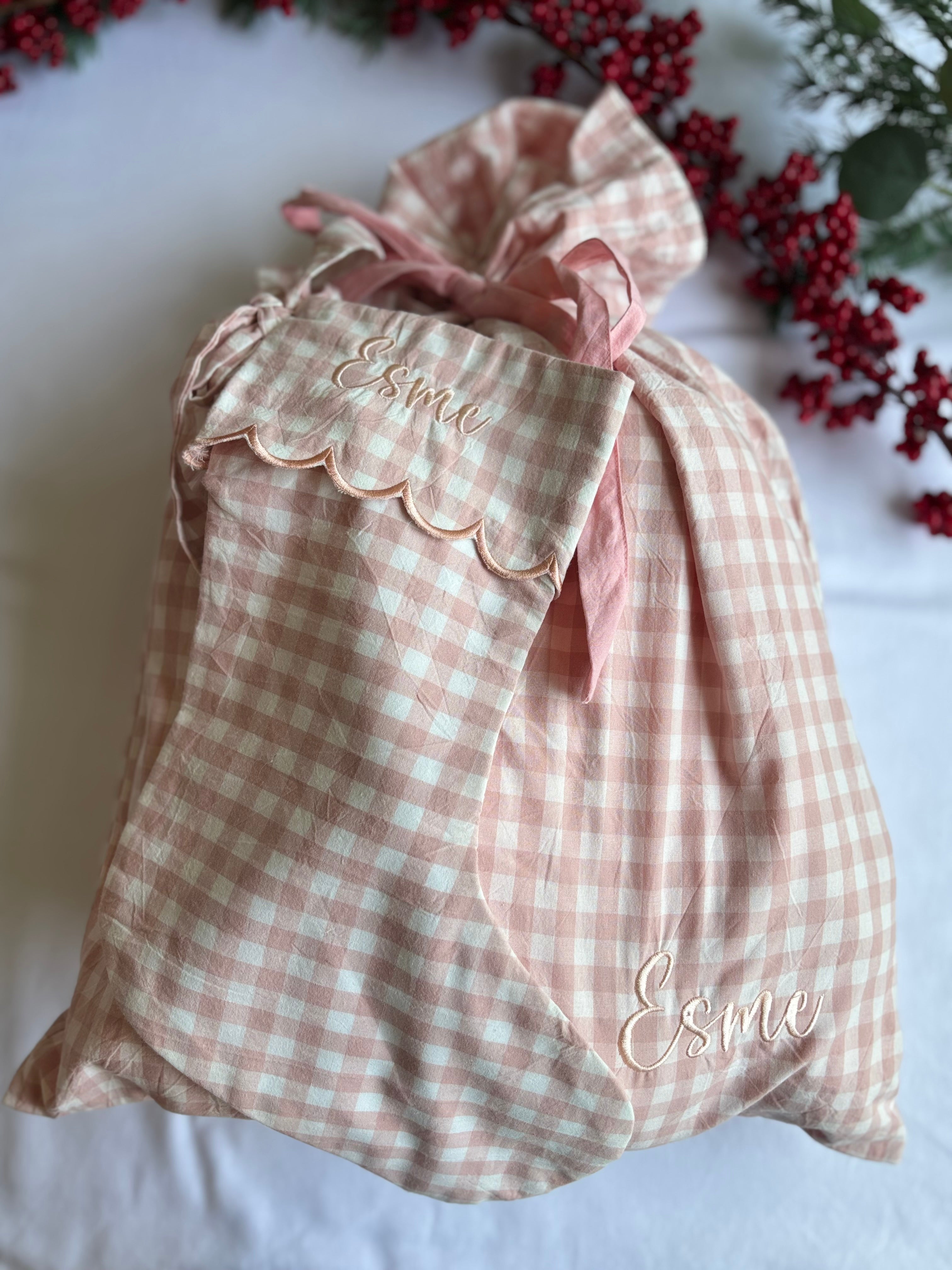 Gingham Stocking and Sack Set