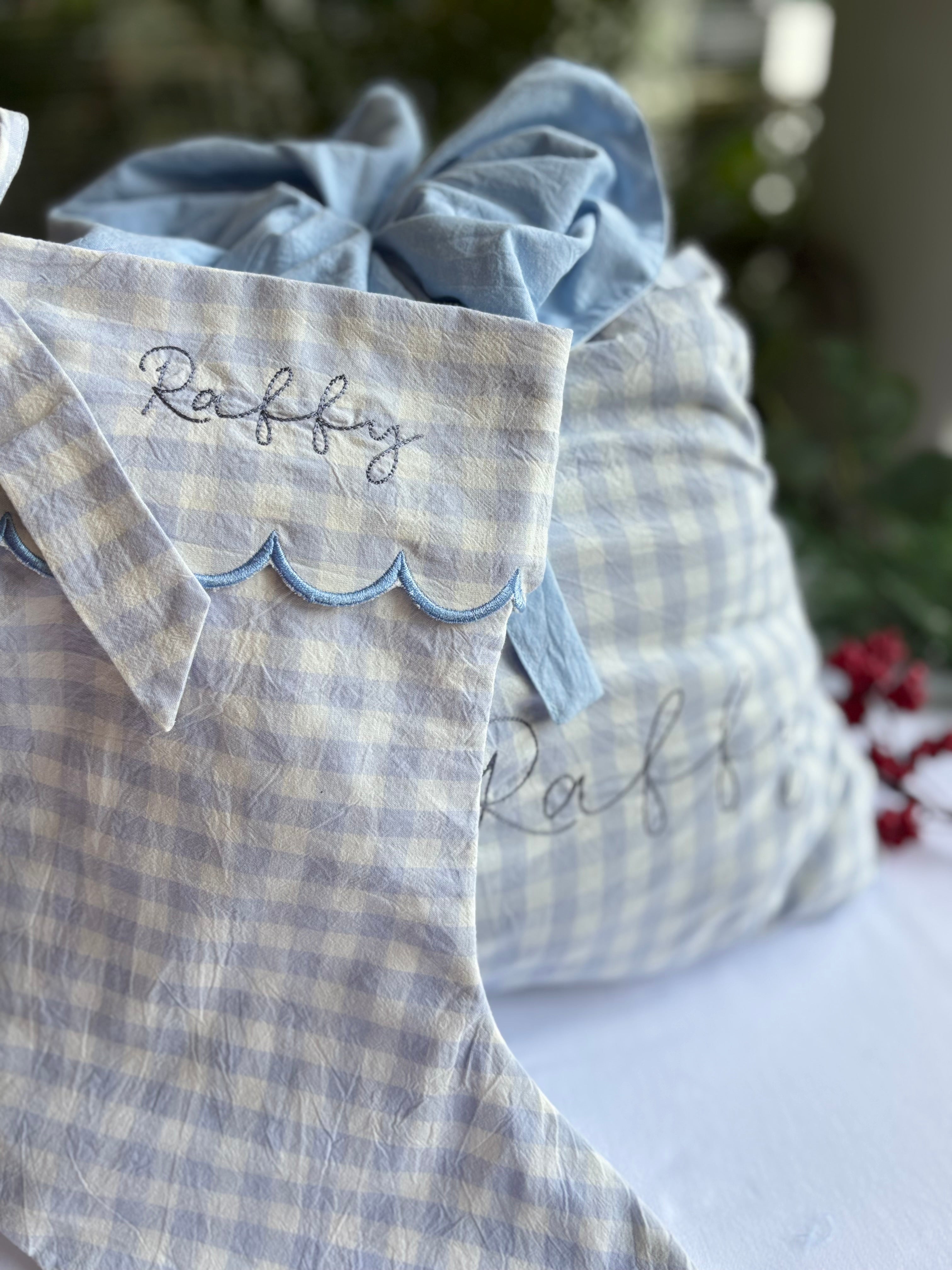 Gingham Stocking and Sack Set