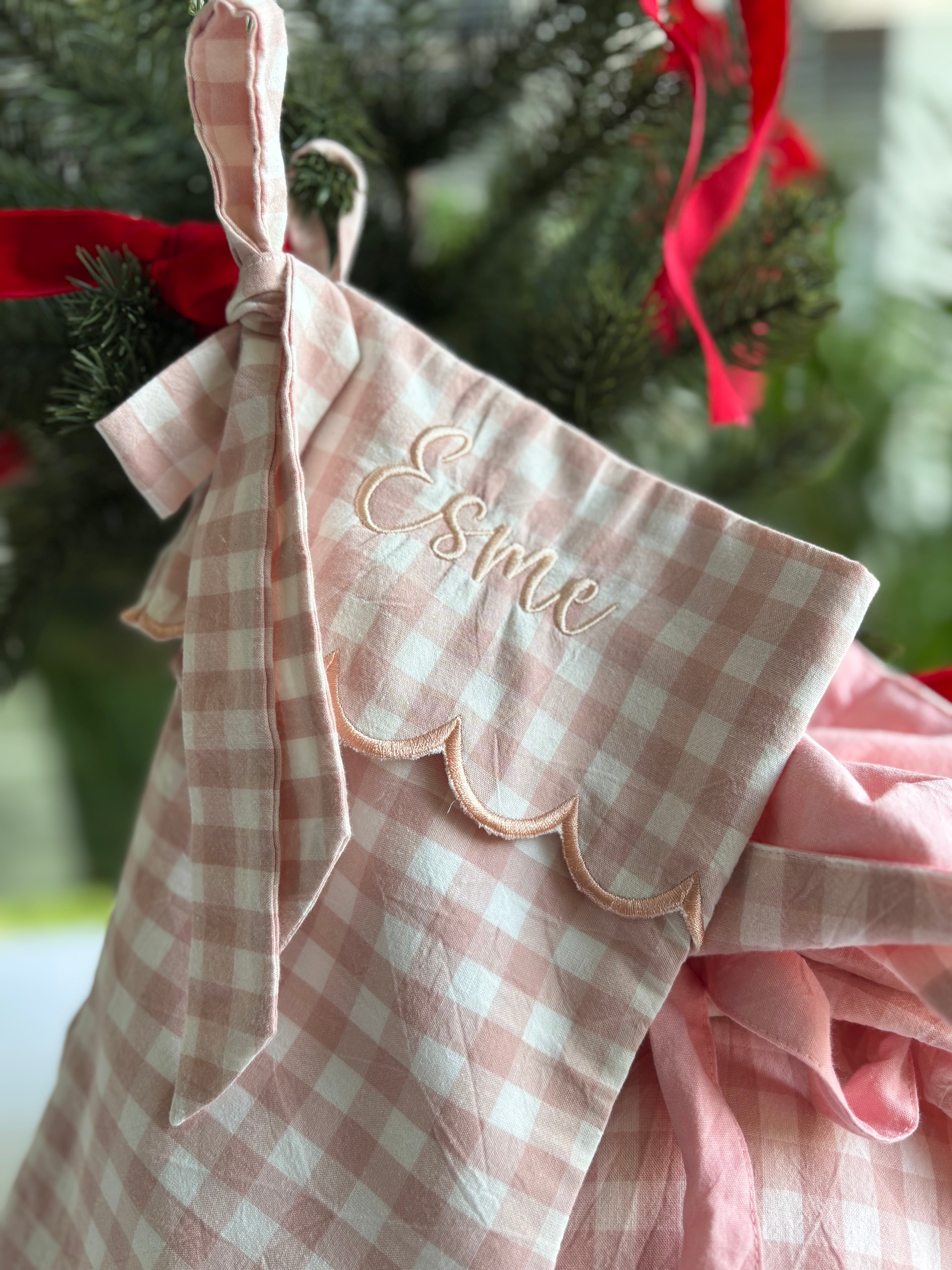 Gingham Stocking and Sack Set