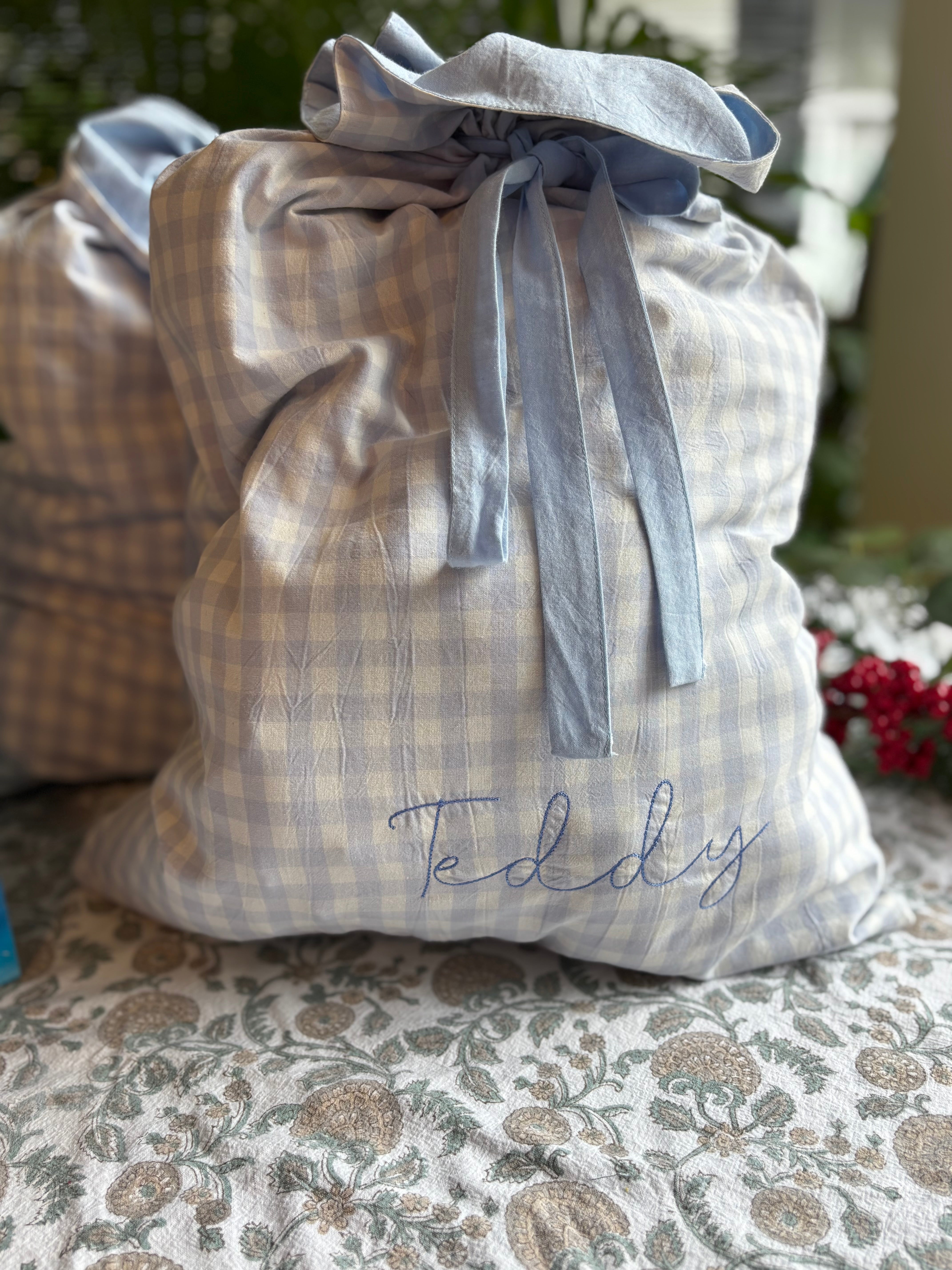 Gingham Christmas Gift Sacks
