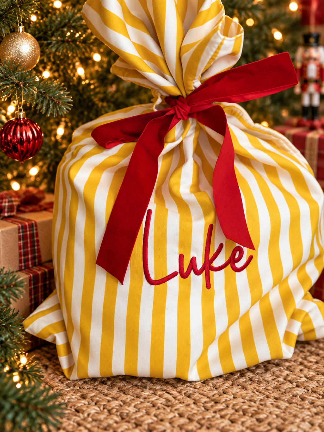 Striped Christmas Sack & Stocking Set