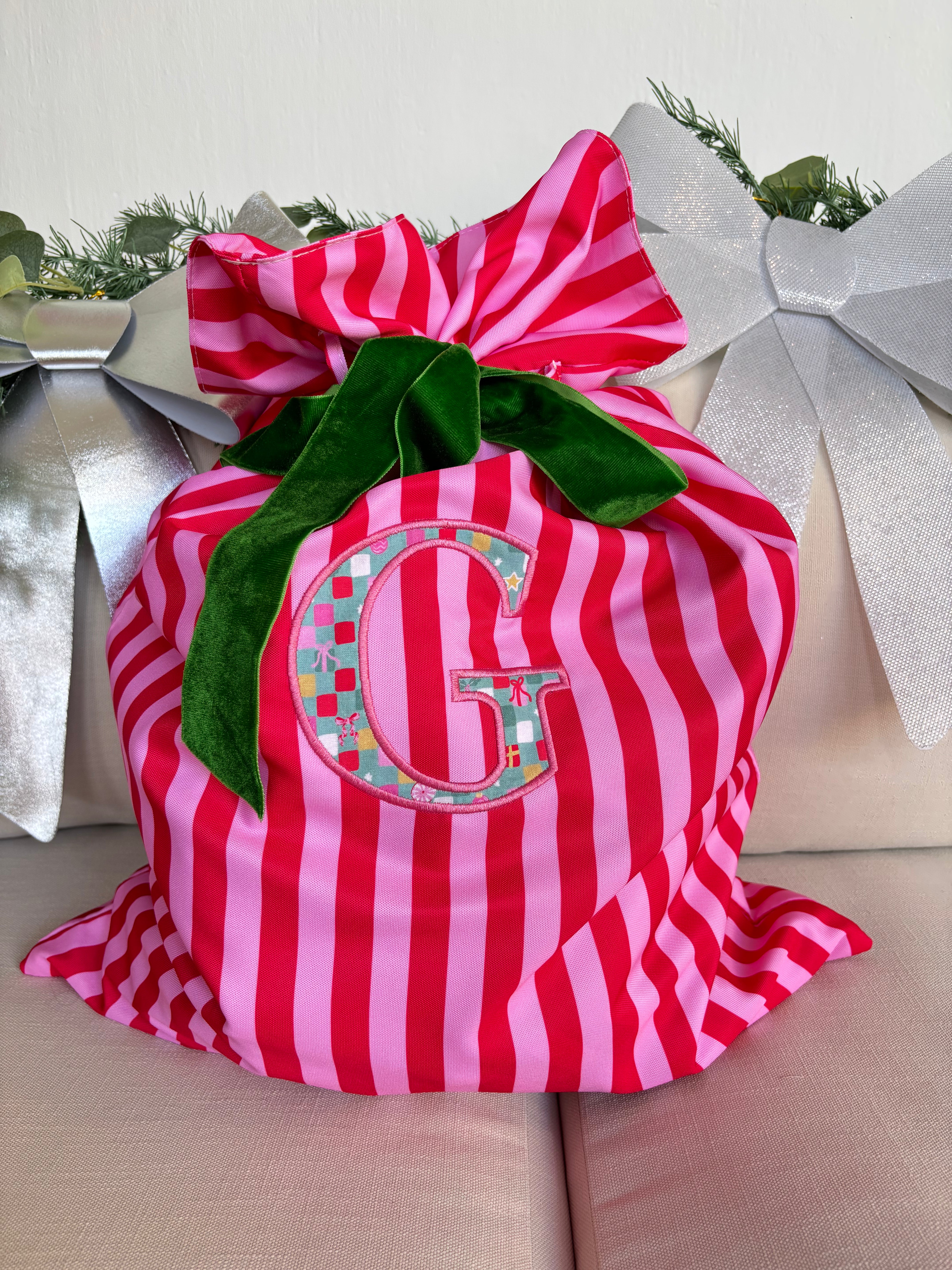 Striped Christmas Sack & Stocking Set